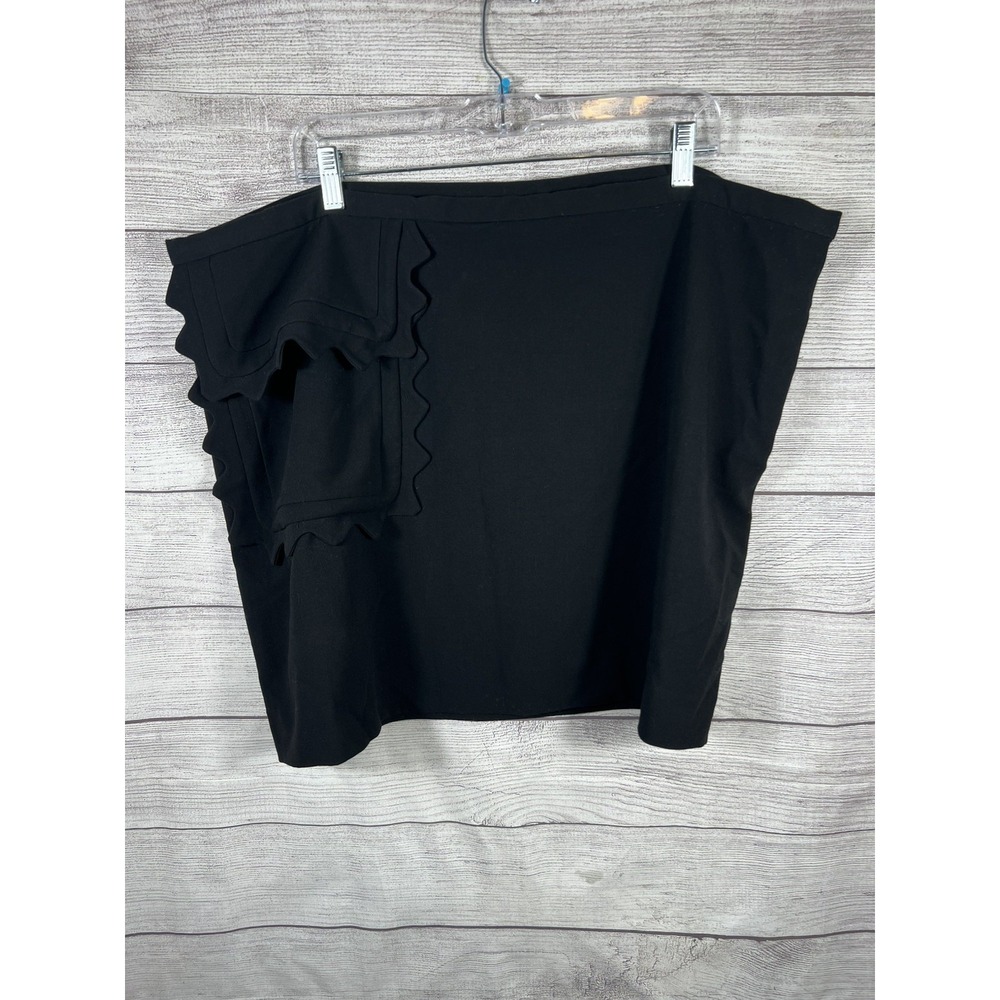 Victoria Beckham Women's Black Mini Skirt Scallop Front Pocket Side Zip Size 2X